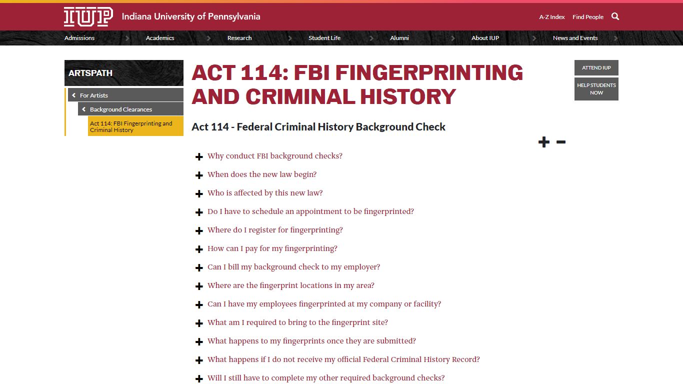 Act 114: FBI Fingerprinting and Criminal History
